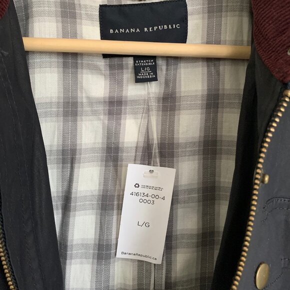 Banana Republic Waxed Stretch Cotton Field Jacket Navy Large - Picture 9 of 11